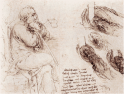 Dessin à la plume (fac-similé), Léonard de Vinci, vers 1513, Florence, Cabinet des dessins et des estampes